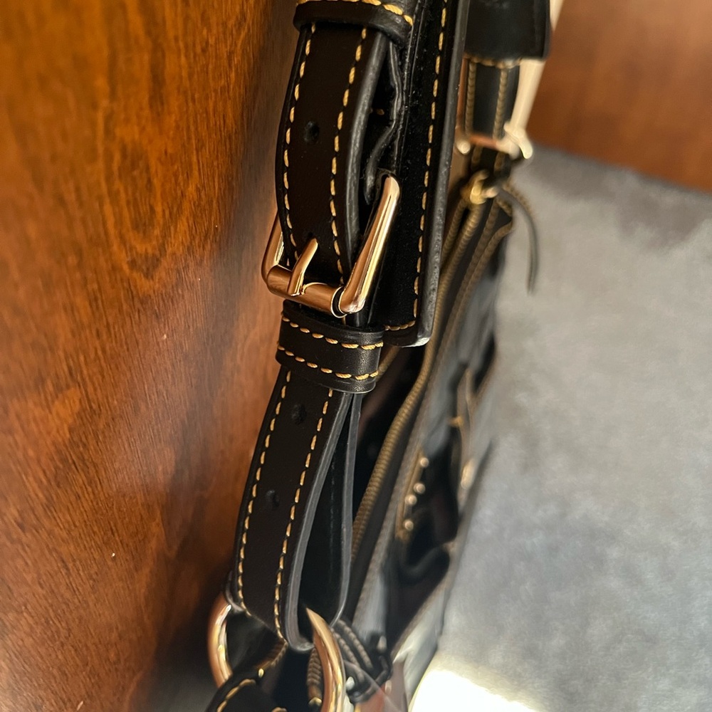 DOONEY & BOURKE NWT Black Croc Embossed Leather Bag  #J3988182 NEW - Picture 3 of 12